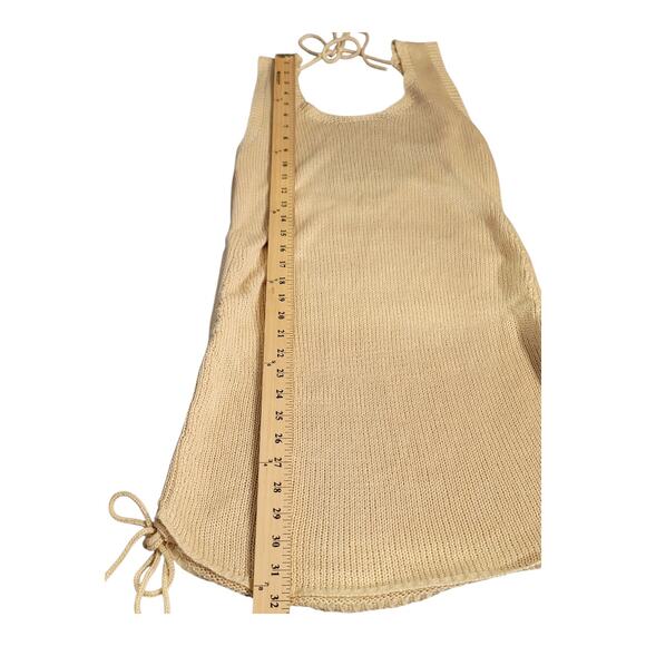 Jolie & Joy by FC Beige Knit Sleeveless Mini Dress Swim Cover Up Ruched Sides - Picture 7 of 11
